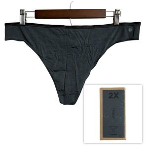 NIB Allbirds Trino thong panty women's 2X storm gray black merino wool blend NWT
